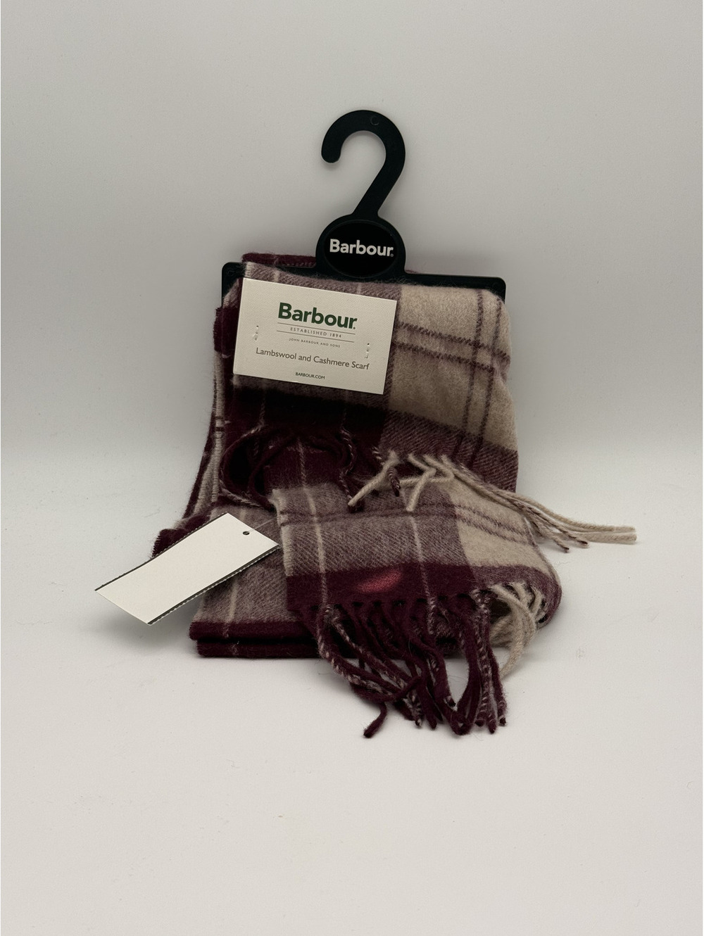 Barbour Lambswool and Cashmere Scarf in Cabernet Plaid
